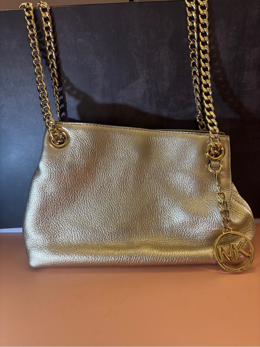 Michael Kors Metallic Gold Chain-Handle Shoulder Bag